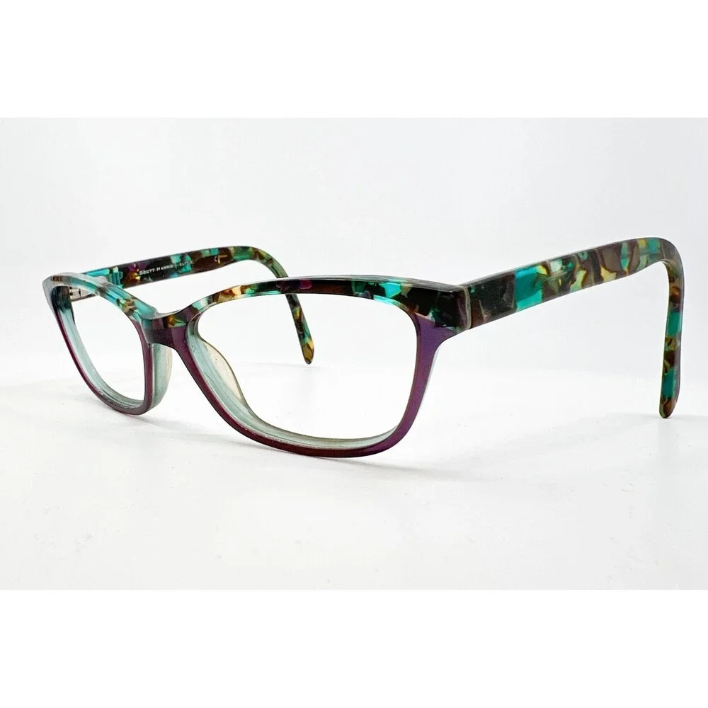 Scott Harris Eyeglasses Womens Teal Purple Tortoise Shell Cat Eye 53-15-140